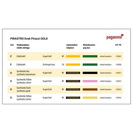 EVAH PIRAZZI GOLD Violin String SET By Pirastro 4 EVAH PIRAZZI GOLD Violin String SET By Pirastro - Image 2