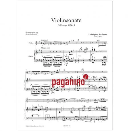 Beethoven, L.v.: Violinsonate Nr. 8 G-Dur Op. 30 Nr. 3 4 Beethoven, L.v.: Violinsonate Nr. 8 G-Dur Op. 30 Nr. 3 - Image 2