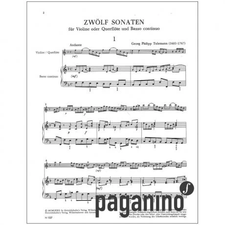 Telemann, G. Ph.: 12 Violinsonaten Band 1 (Nr. 1-3) 4 Telemann, G. Ph.: 12 Violinsonaten Band 1 (Nr. 1-3) - Image 2